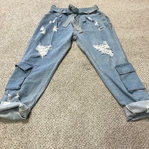 FashionNova cargo paper bag jeans